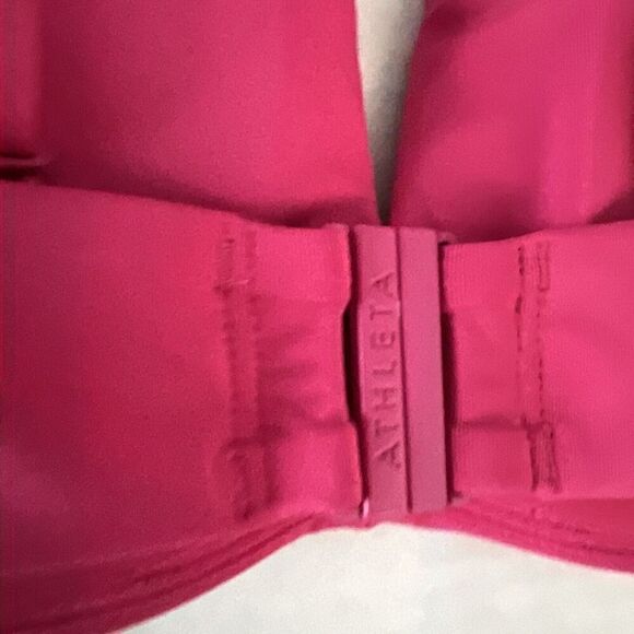 Athleta Women's Sz 32 B/C Pink Square Neck V Underwired Bra Cup Bikini Top - Picture 4 of 8